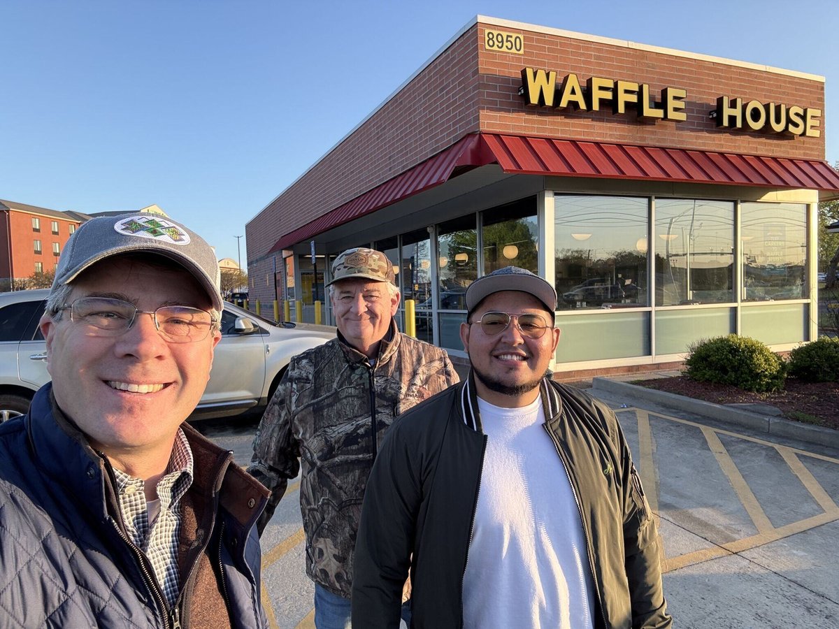 Wilson Lumber Company's Robb Wilson, Mark Johnson, and Javi at Waffle House